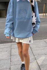 Vintage besticktes Langarm-Sweatshirt